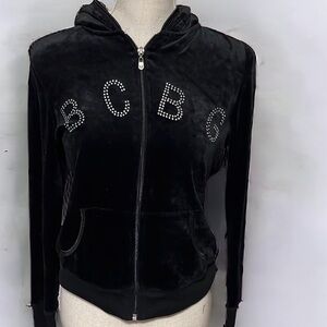 BCBG black velvet hoodie. Size Medium